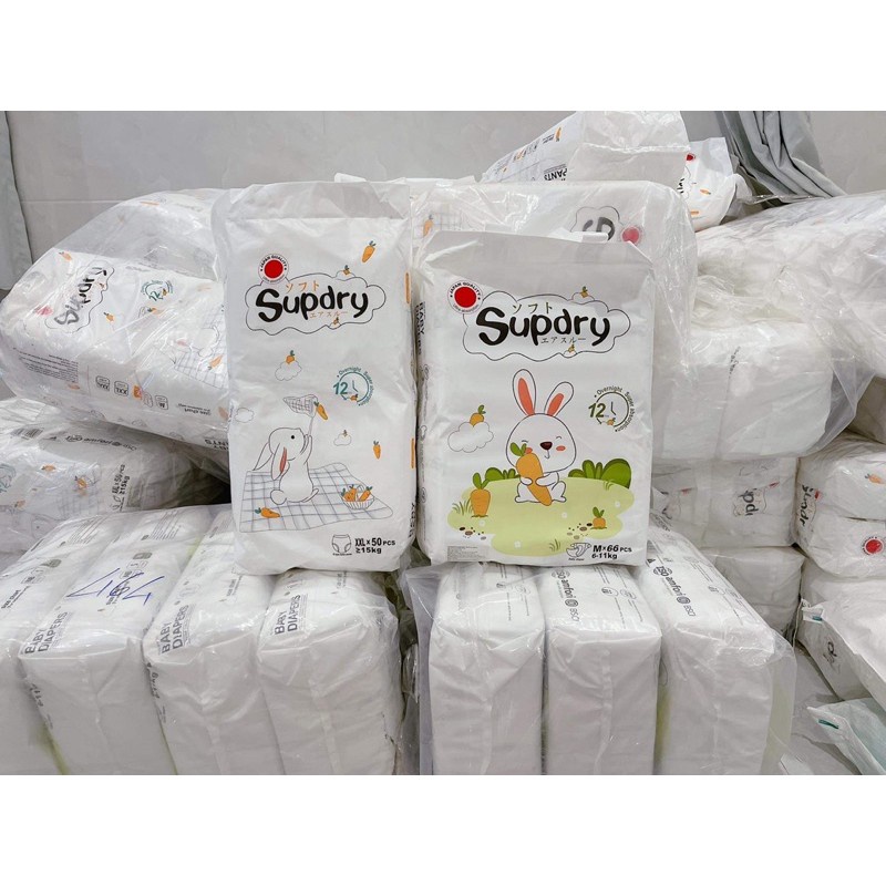 Tã Bỉm SUPDRY Nội Địa Trung dán/quần đủ size S72/M66/L60/M64/L58/XL52/XXL50 | Minizon Kids