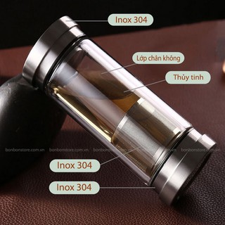 (LT13) BÌNH THỦY TINH HAI ĐẦU INOX 300ml