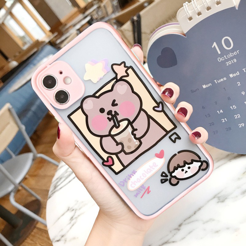 Ốp lưng iphone Dâu Socola nhám viền nổi cong 5/5s/6/6plus/6s/6splus/7/7plus/8/8plus/x/xr/xs/11/12/pro/max/plus/promax | BigBuy360 - bigbuy360.vn