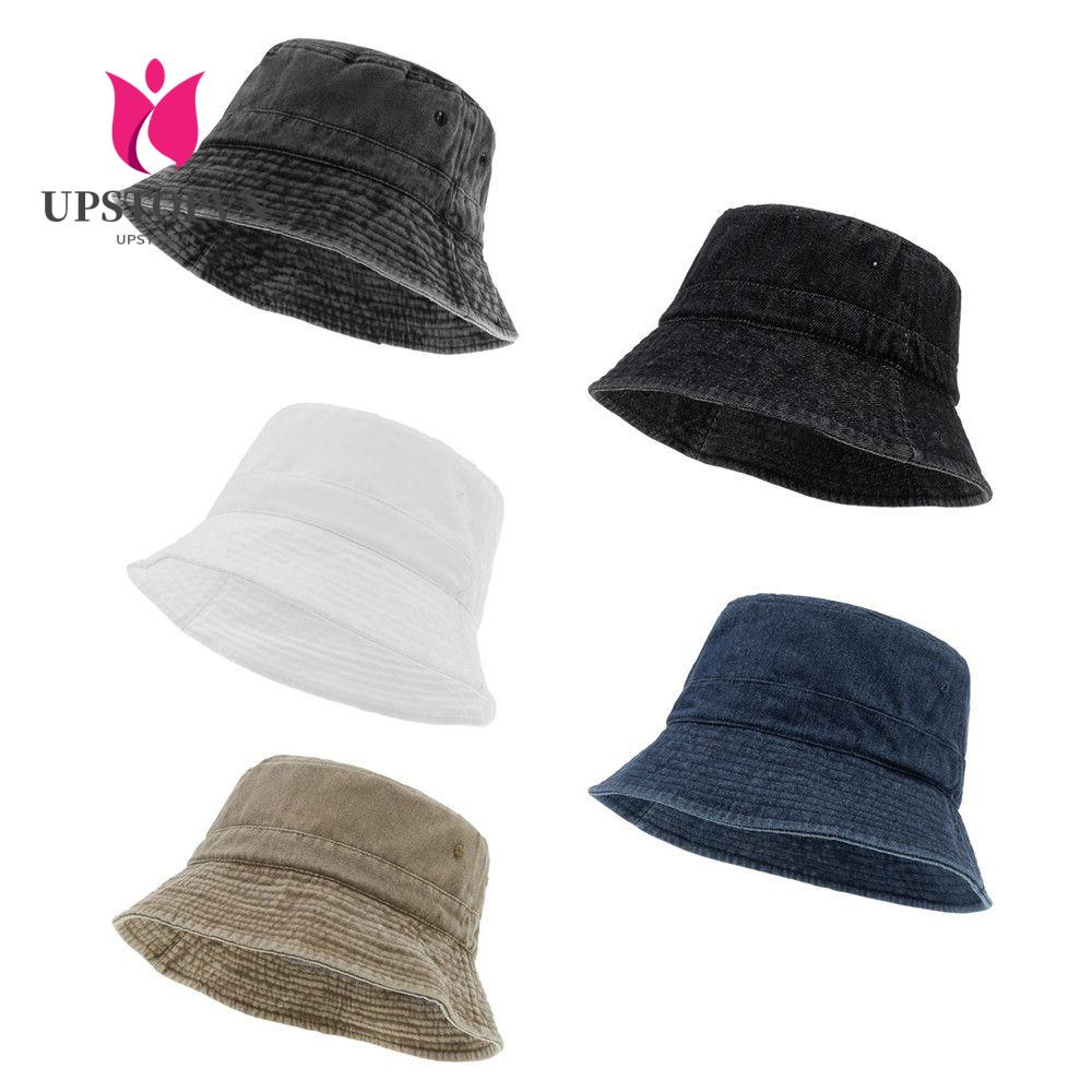 UPSTOP Nón Bucket Rộng Vành Chất Denim Thiết Kế Đơn Giản Cho Bé