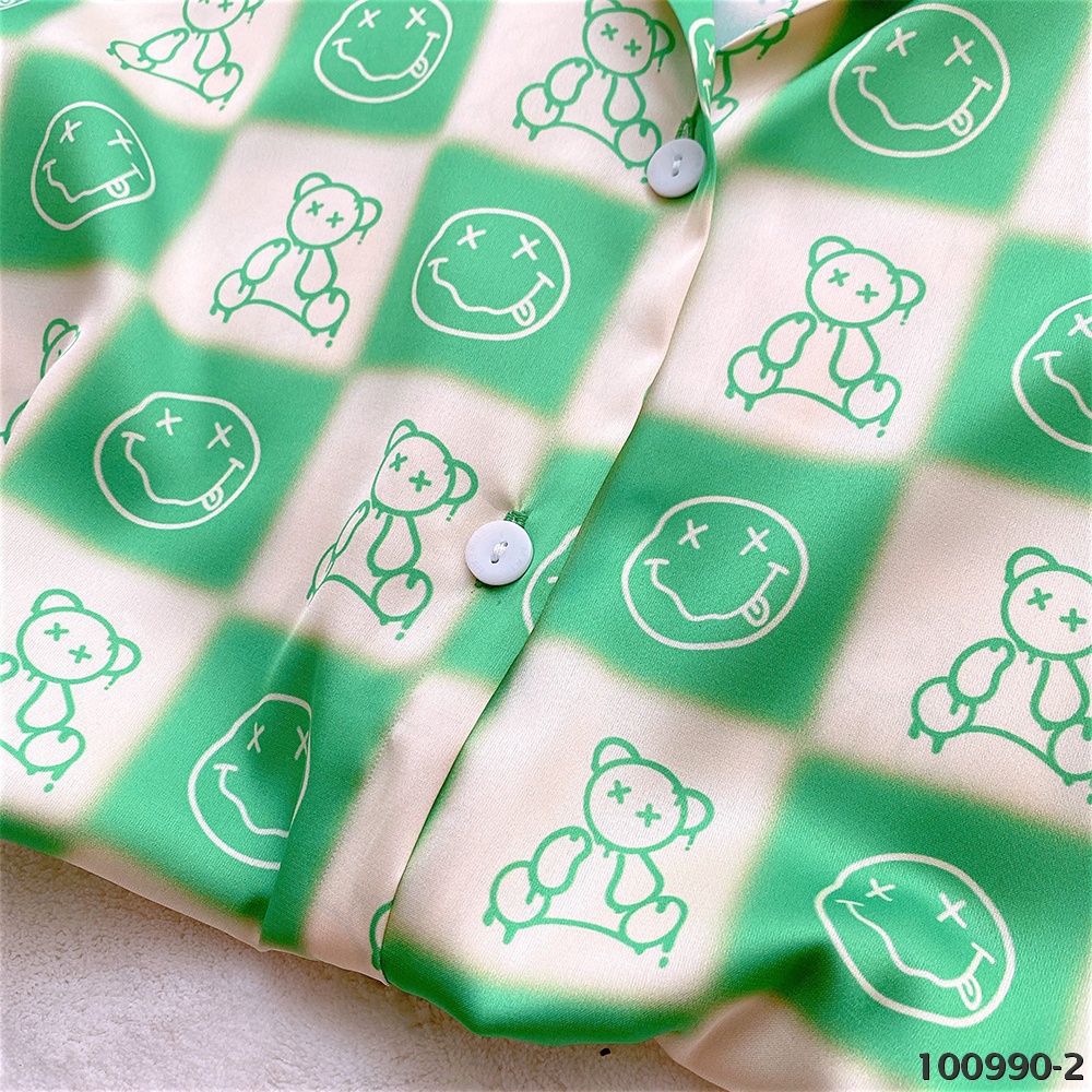 Đầm Ngủ Pyjama MAI SLEEPWEAR Lụa Mặc Nhà Họa tiết Caro Trẻ Trung Cao Cấp MS990