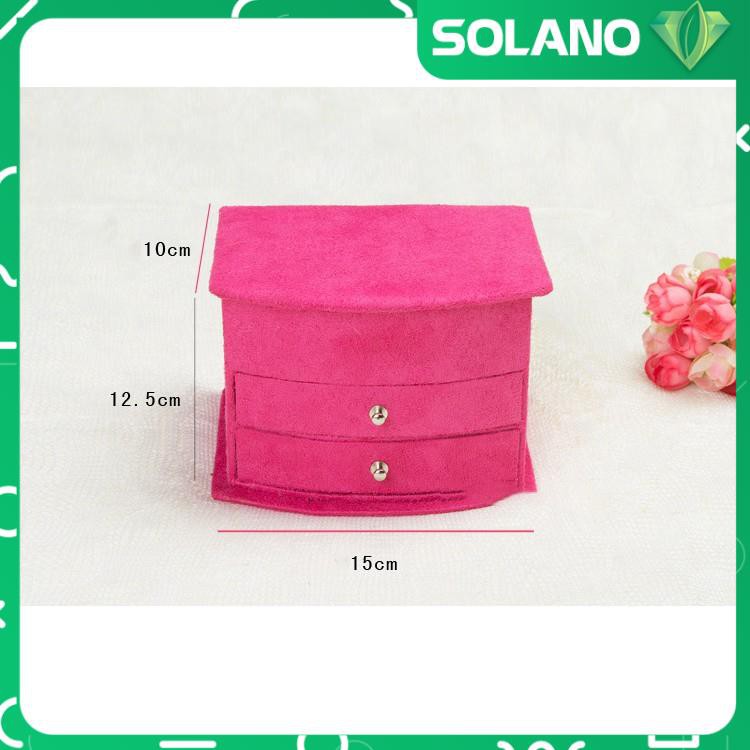 Hộp Đựng Trang Sức 3 Tầng Bọc Nhung Có Gương SOLANO DHDTS