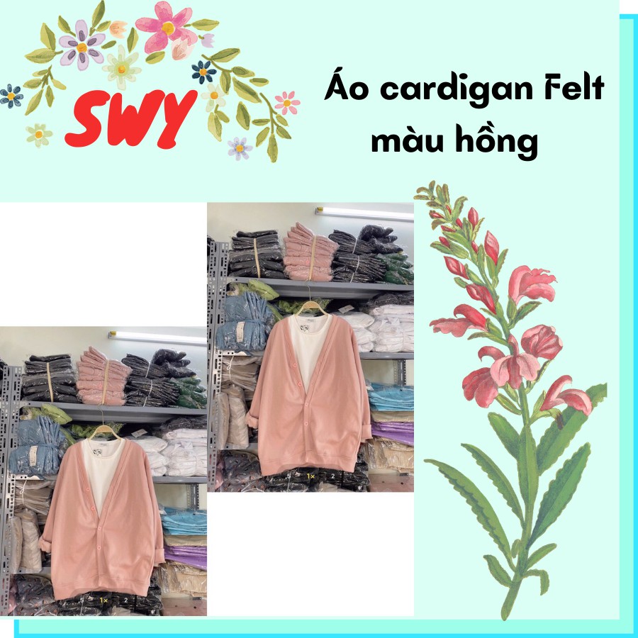 Áo cardigan Felt trơn from rộng kiểu dáng basic from rộng SWYshop ACT