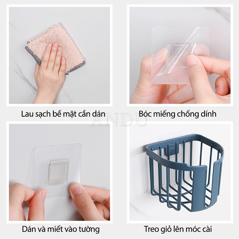 Giỏ Nhựa Dán Tường Đựng Giấy Vệ Sinh Giỏ Đựng Đồ Trong Phòng Tắm