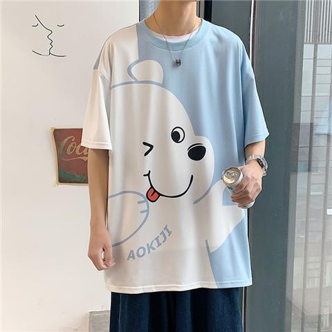 Áo thun tay ngắn in họa tiết hoạt hình phong cách mùa hè Hàn Quốc trẻ trung cho cặp đôi