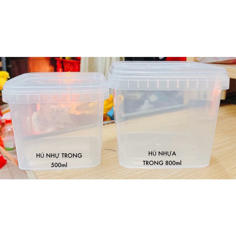 Combo 5 hủ nhựa trong suốt 500ml và 800ml