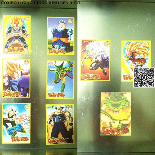 1459D-1 Thẻ Dragonball 7 viên ngọc rồng loại thường Combo 9 tấm có 1 tấm phản quang tặng Sleeves bọc bài