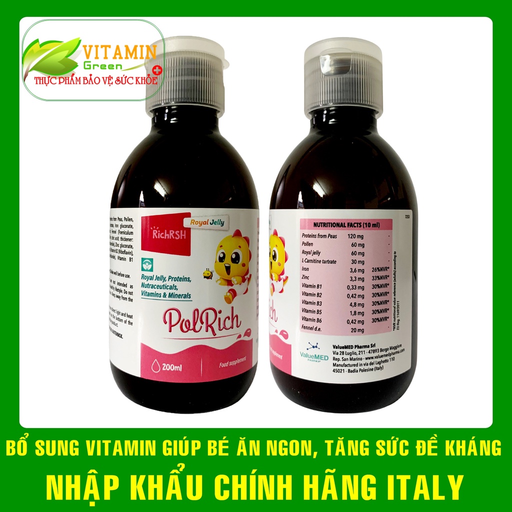 Vitamin tổng hợp giúp bé ăn ngon tăng sức đề kháng cho bé POLRICH 200ml | Nhập khẩu chính hãng Italy