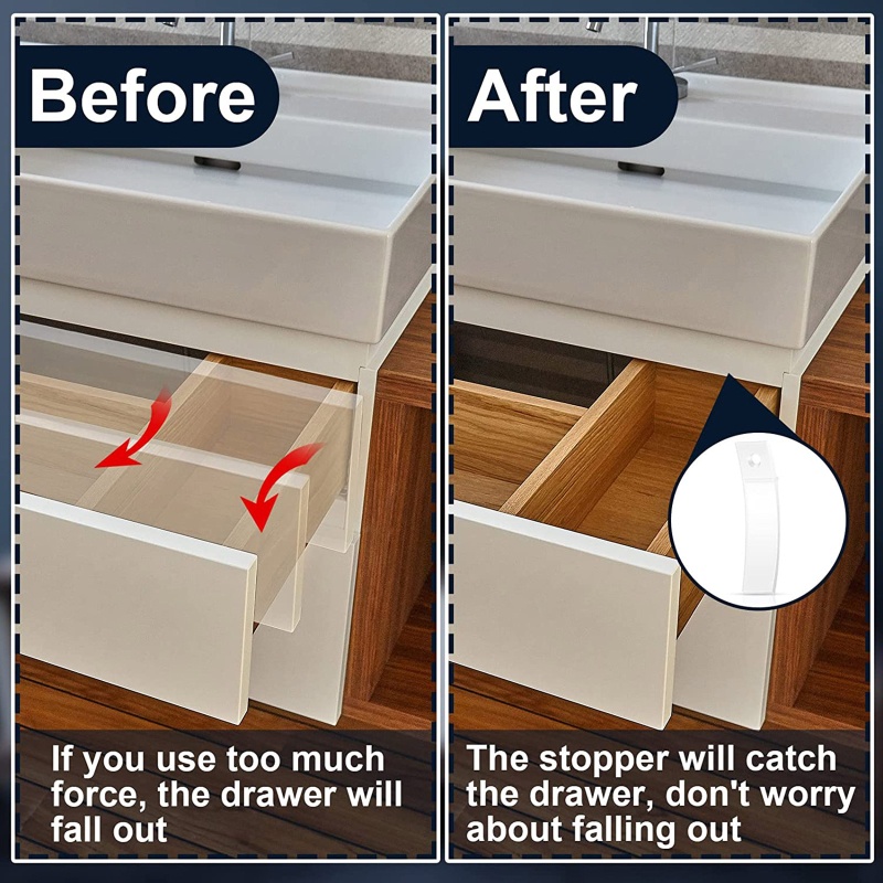 Set 10 Miếng Chặn Ngăn Kéo Tủ Bằng Nhựa PVC Trong Suốt Chống Trượt Tiện Dụng