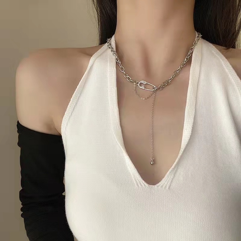 Dây chuyền mặt ghim giấy màu bạc bằng hợp kim phụ kiện trang sức thời trang cho nữ