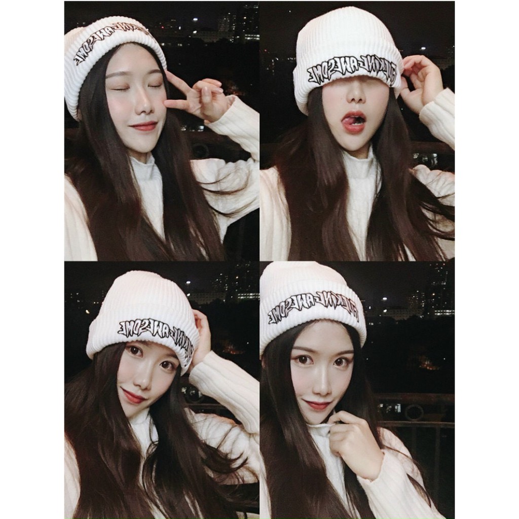 Mũ len in chữ phong cách hip hop trẻ trung, nón len Hàn Quốc form nam nữ đẹp cao cấp mùa đông
