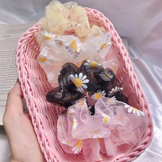 Scrunchie Dây Cột Tóc Hoa Cúc Voan Lưới Nhỏ