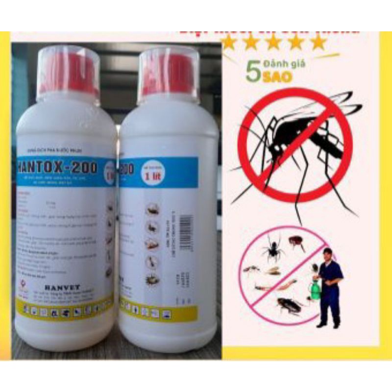 [Mã THUYNNGNG giảm 20%[ Thuốc diệt côn trùng HANTOX 200 chai 1 lít diệt ruồi muỗi ve rận hiệu quả tới 6 tháng