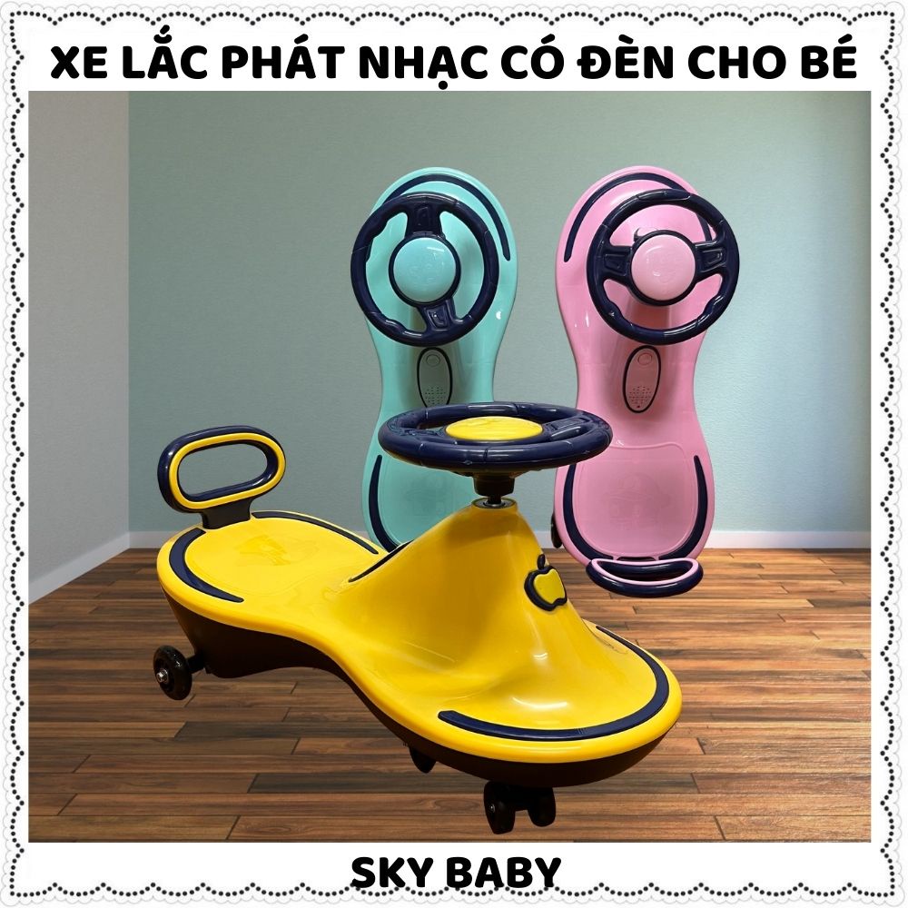 Xe lắc cho bé có nhạc và đèn cao cấp có tựa lưng làm xe chòi chân  2 trong 1 đồ chơi vận động an toàn vui vẻ