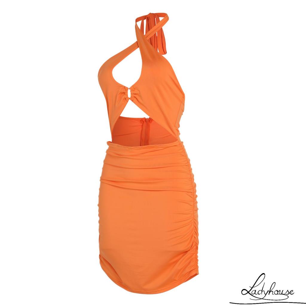 Ldd-đầm Sát Nách Khoét Rỗng Màu Trơn Quyến Rũ Màu Trơn Cho Nữ Màu Đen / Be / Cam