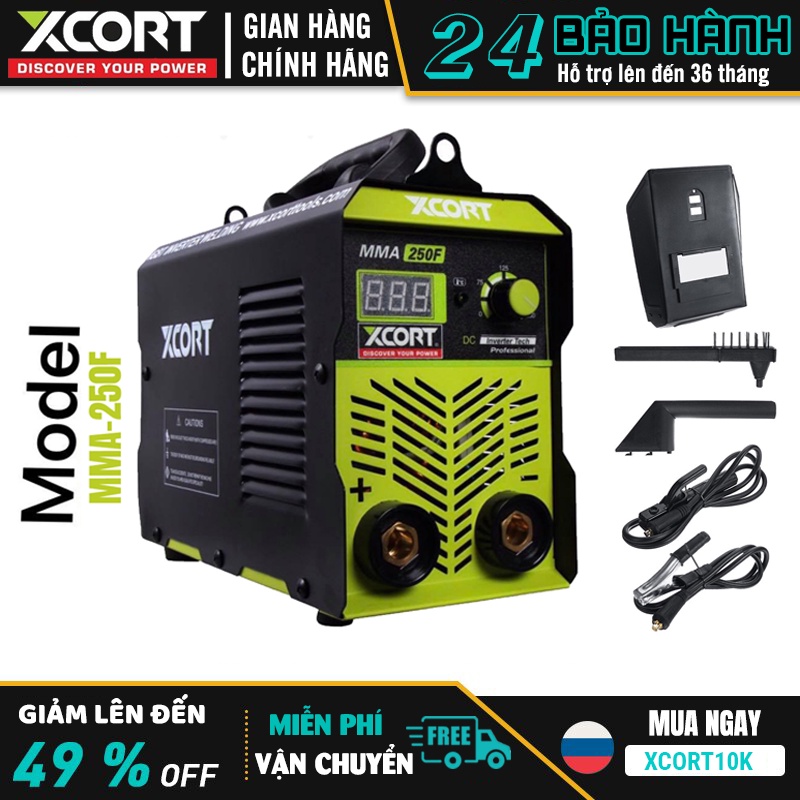 Máy hàn điện tử - Máy hàn que MMA-250F Tặng kèm dây hàn dây mát cao cấp