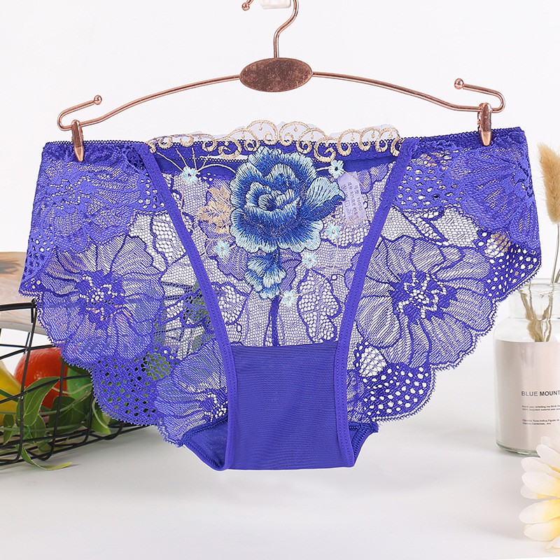 Women's underwear sexy lace underwear women's embroidered flower large size pure cotton crotch breathable women's briefs | BigBuy360 - bigbuy360.vn