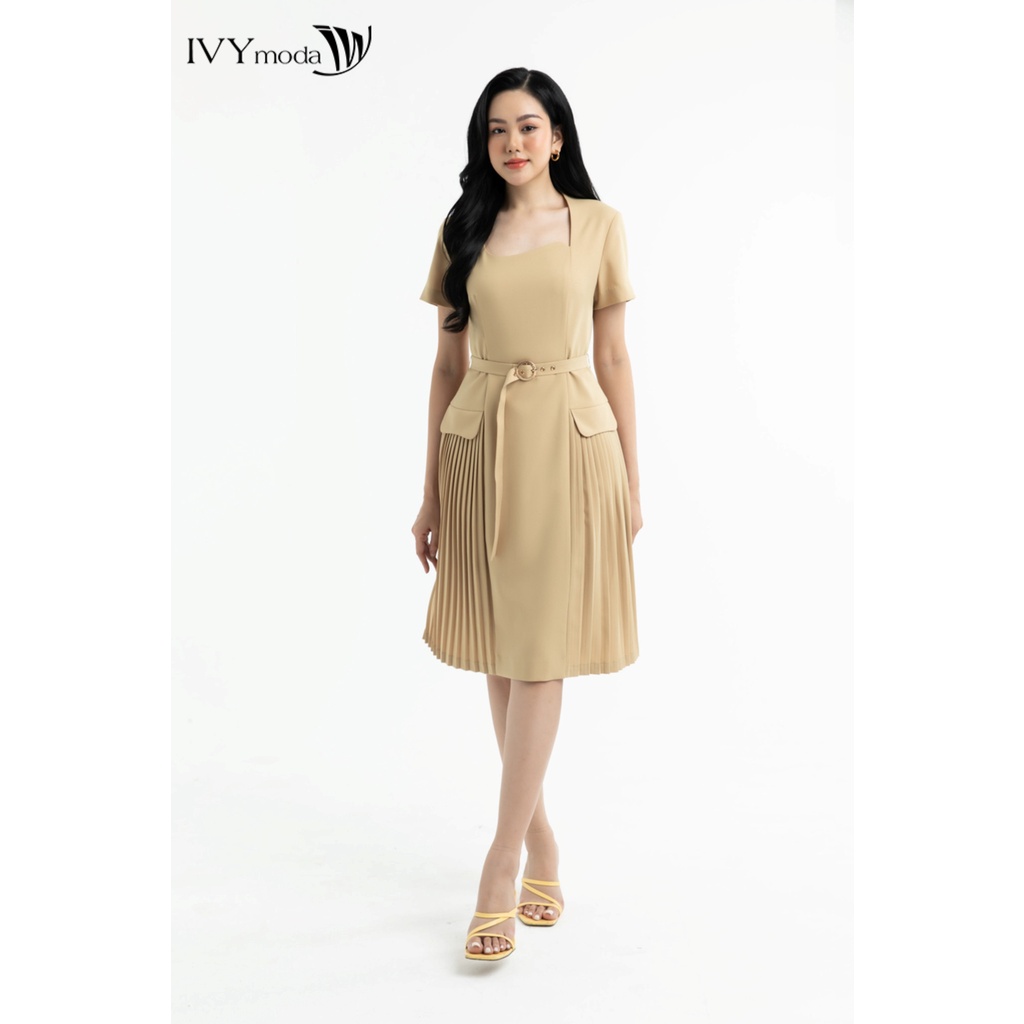 Đầm phối dập ly nữ IVY moda MS 48M7192