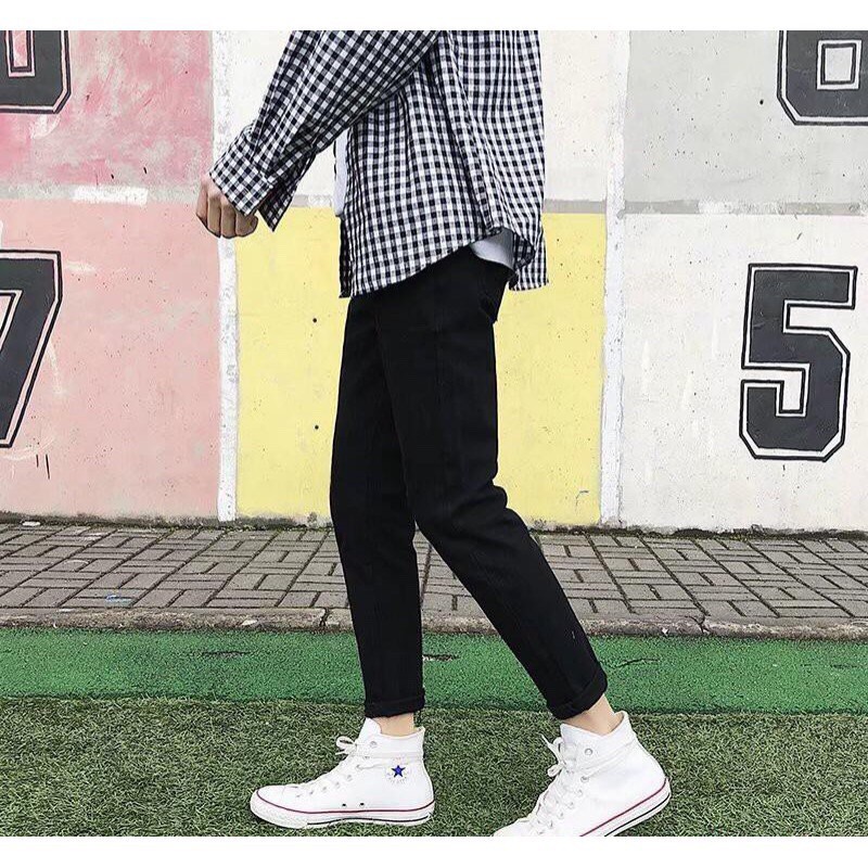 Quần Jean Nam Chất Bò Cao Cấp AD20 Đen Không Rách | Hàng Y Hình Q13 | BigBuy360 - bigbuy360.vn