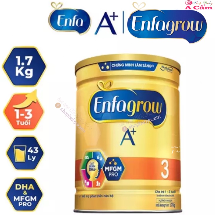Sữa bột EnfaGrow A+ số 3 1.7kg dành cho trẻ từ 12-36 tháng tuổi{{SHOP BABY A CẨM}}