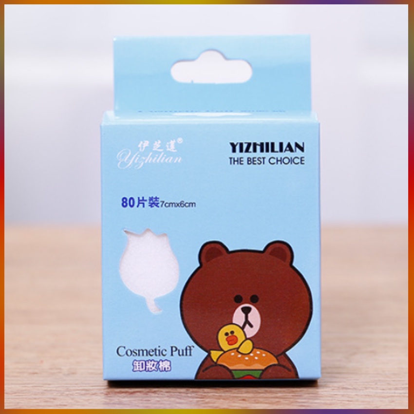 Bông Tẩy Trang Gói 80 miếng/Hộp (Giao Ngẫu Nhiên Mầu Sắc Bao Bì)