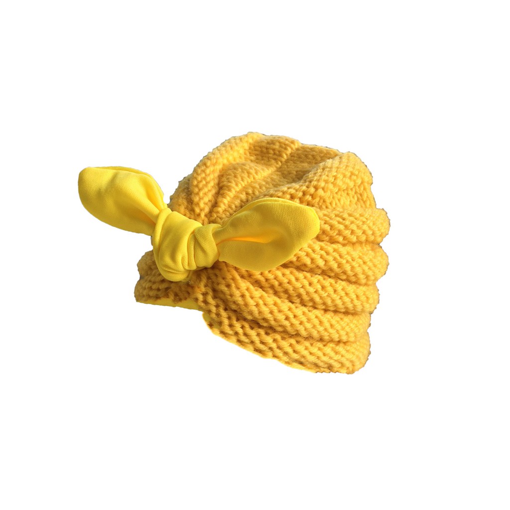 [Mã FARSBR242 giảm 15% đơn 99K] Mũ Len Dệt Kim Thắt Nơ Turban Bé Gái BabyBean (3-6 Tháng)