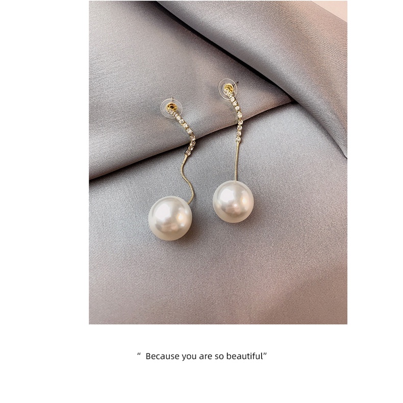 Khuyên tai mạ bạc 925 đính ngọc trai nhân tạo phong cách Hàn Quốc sang trọng