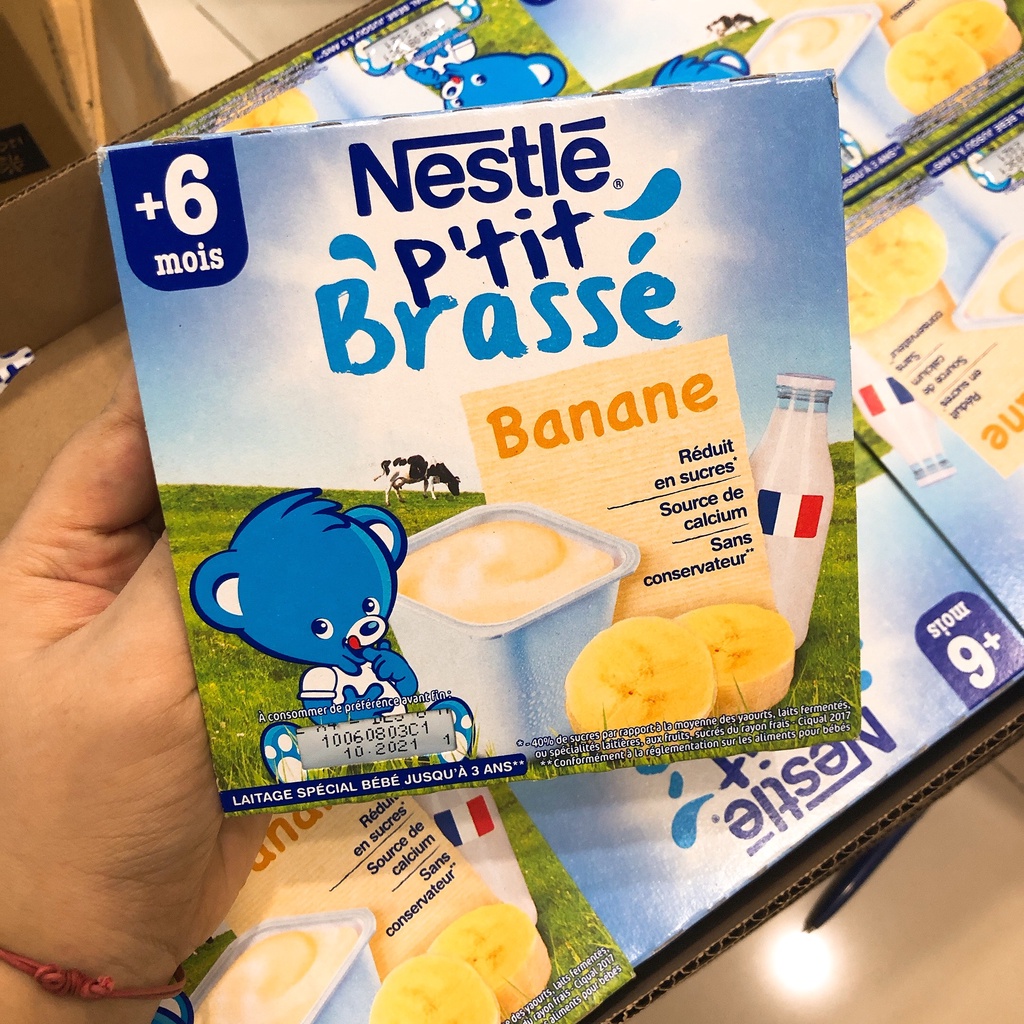 Váng Sữa Nestle Pháp 6m+// Sữa chua Nestle P'tit Brasse vị trái cây cho bé từ 6 tháng