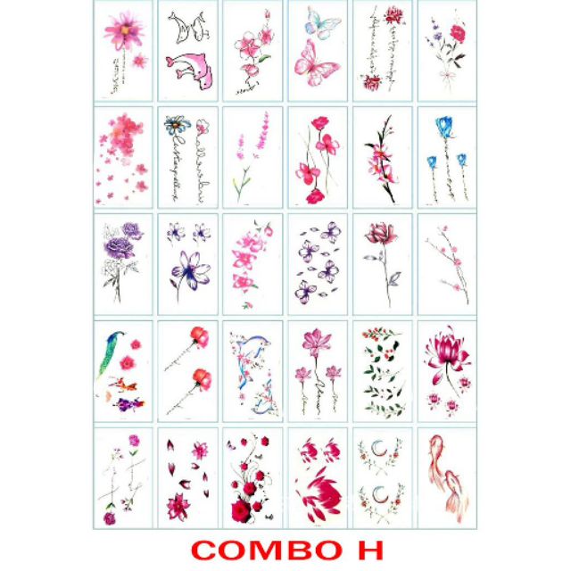 (Được chọn mẫu)H1 Hình xăm nước hình xăm dán tatoo mini stickers Hoa Bướm đẹp phong cách Hàn Quốc dễ thương cute giá rẻ