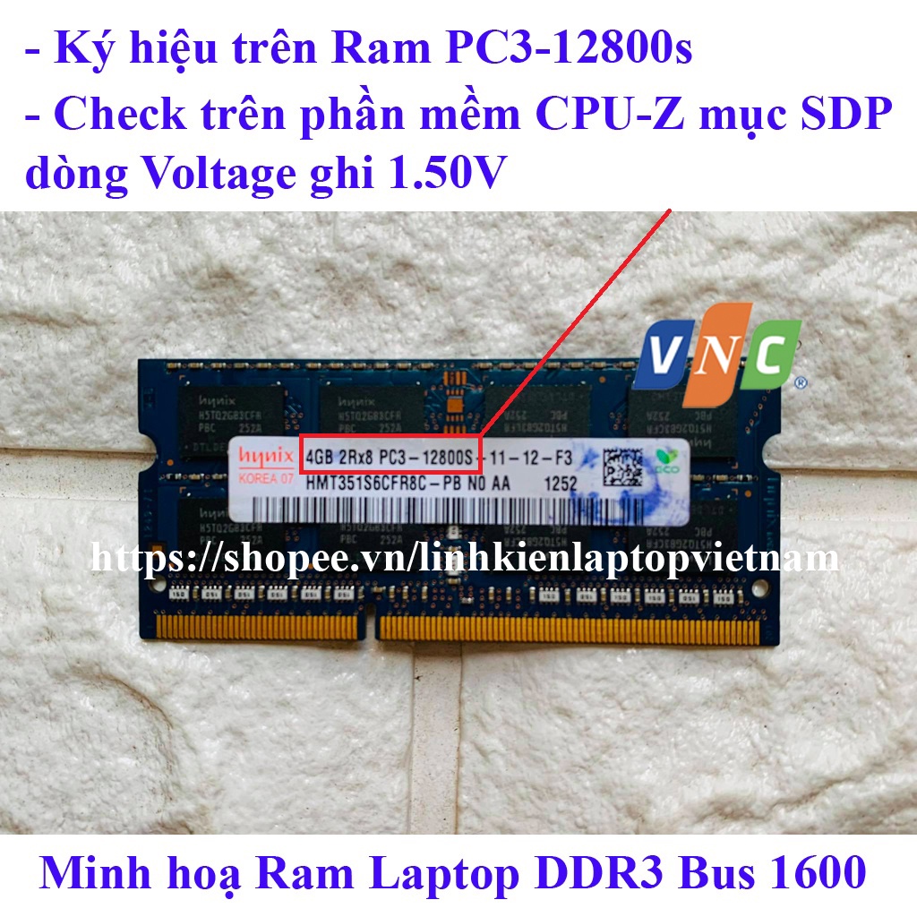 Ram laptop DDR3 2GB 4G Bus 1066/1333/1600 MHz PC3 | Hàng bóc máy.