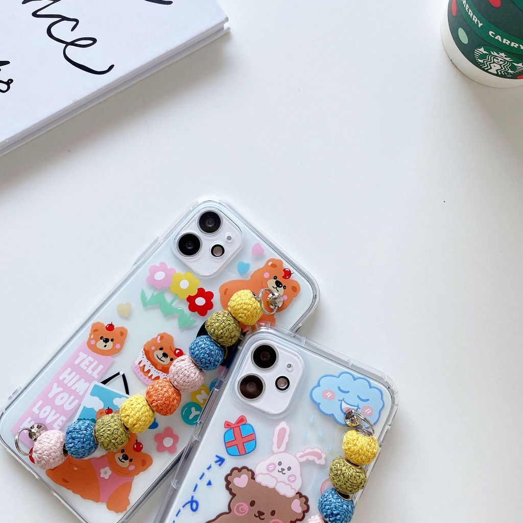 Ốp Điện Thoại Họa Tiết Graffiti Gắn Dây Đeo Cổ Tay Dễ Thương Cho iphone8plus/7/xr 12promax x