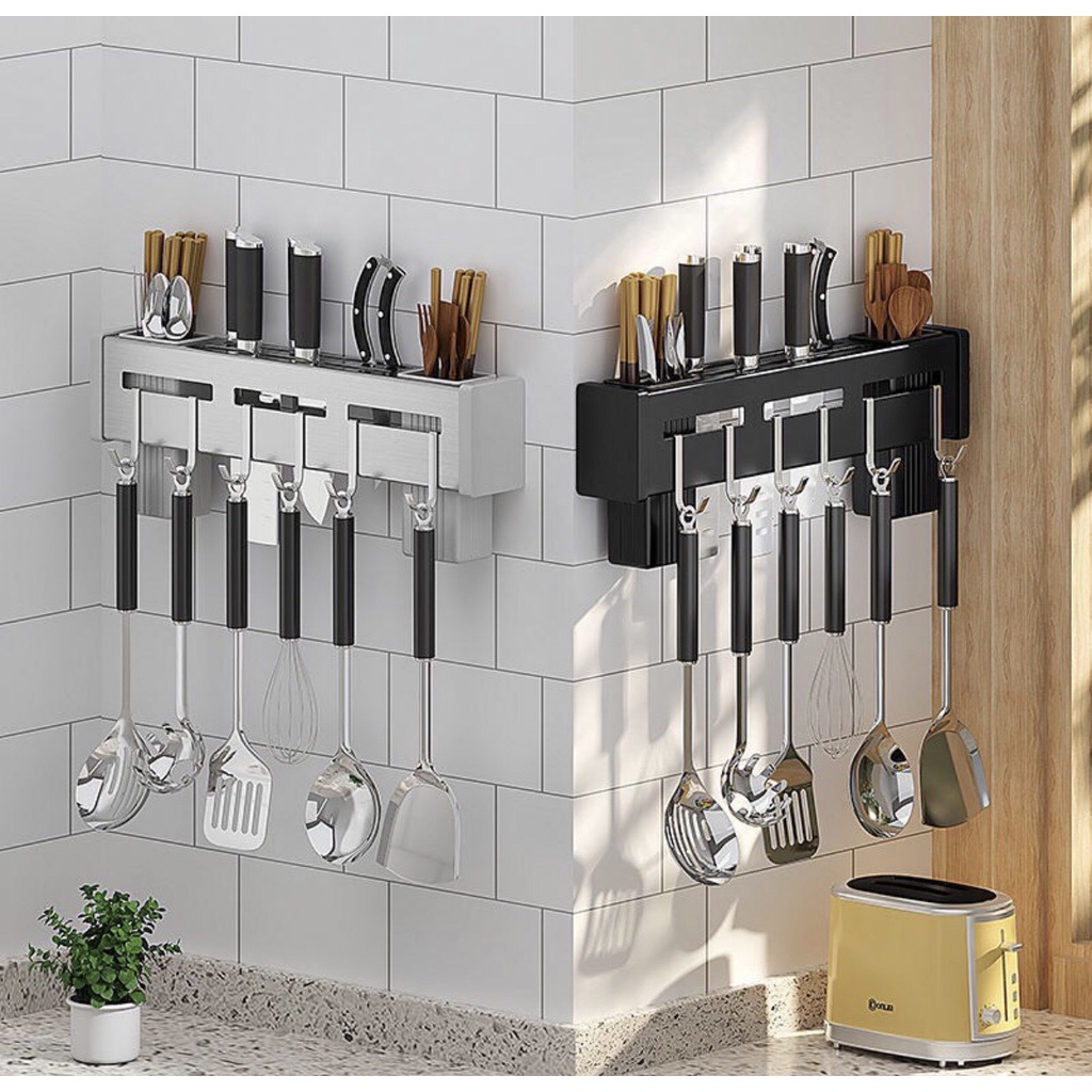 Kệ Để Dao Thớt InoxDán Tường, Giá Để Đồ Dùng Nhà Bếp Đa Năng Chất Liệu INOX Không Gỉ