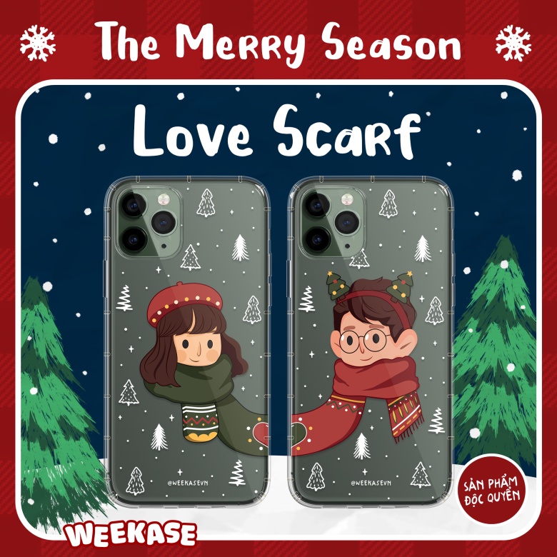 Ốp lưng iPhone trong suốt chống va đập Weekase Merry Season in hình nam nữ dành cho các cặp đôi, tất cả dòng máy