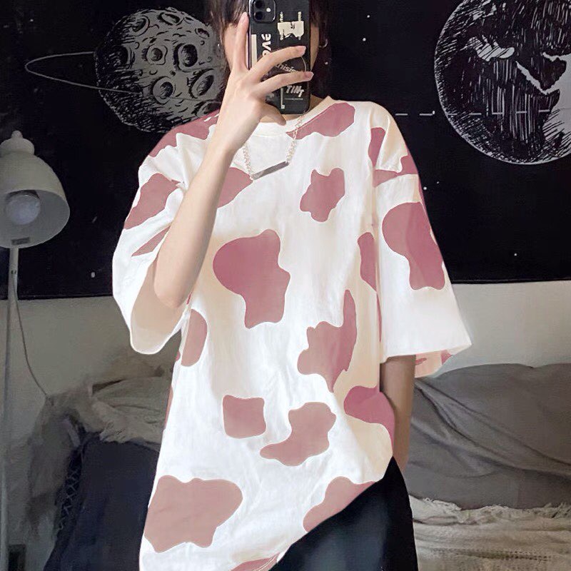 Áo Phông Nam Nữ Họa Tiết Bò Sữa Dáng Rộng 🦋 Áo Thun Freesize Unisex Cá Tính G185