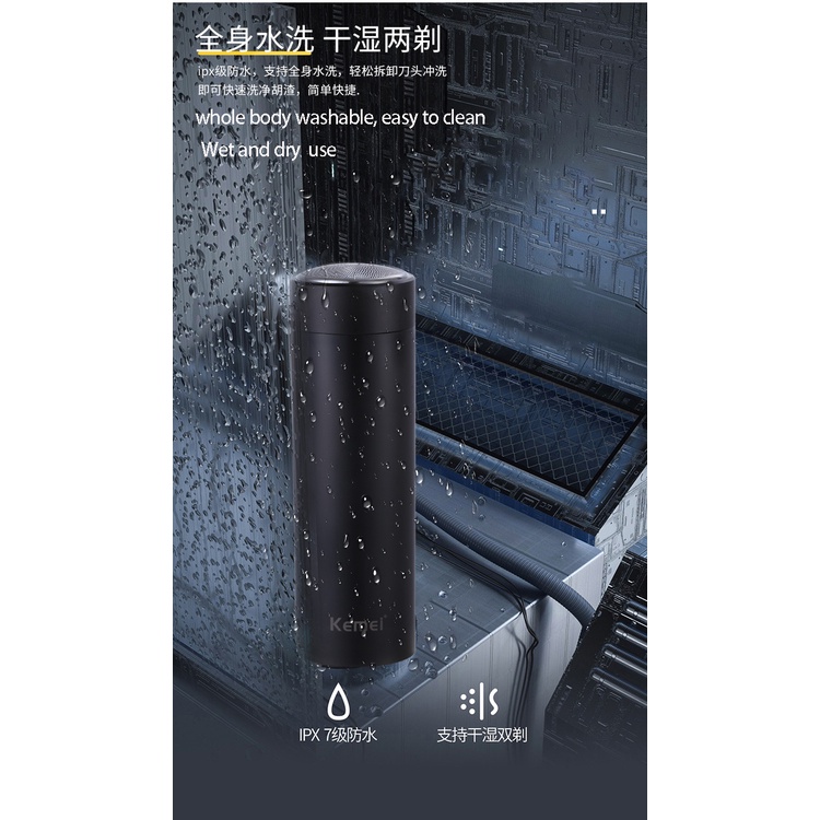 Máy Cạo Râu Điện Kemei Cho Nam Cầm Tay Cỡ Nhỏ Có Thể Rửa Được Sạc USB Sử Dụng Khô/Ướt Dễ Dàng Mang Theo
