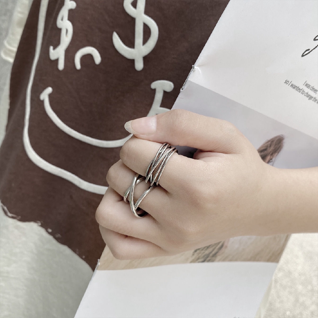 Nhẫn hở 22512 dạng quấn nhiều lớp thời trang hip hop có thể điều chỉnh được