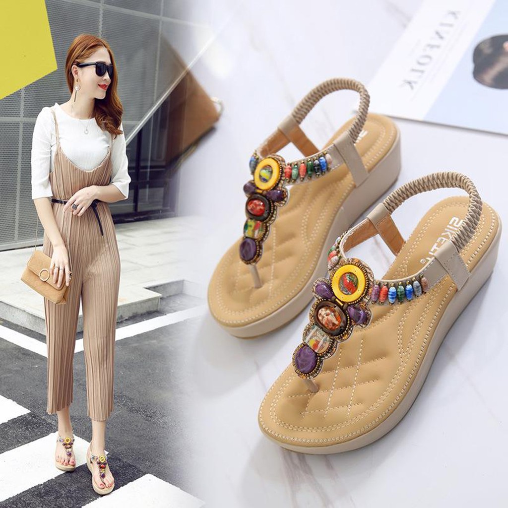 [Mã SKAMFSW175 giảm 10K đơn 50K] Sandal nữ xỏ ngón đế xuồng 5cm. Dép nữ xỏ ngón đế xuồng.