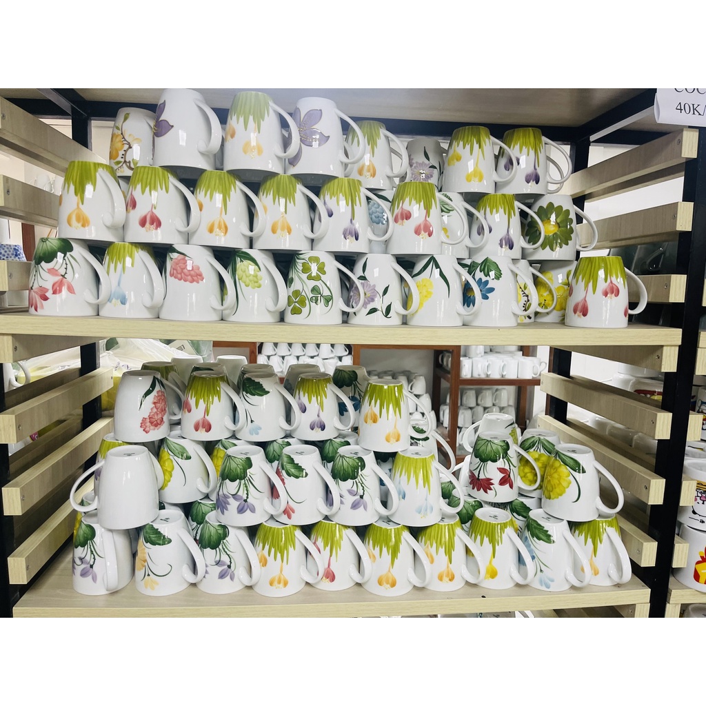 Cốc uống nước decor Cốc sứ, Ly sứ Cute, Gốm sứ Bát Tràng hàng vẽ tay 400ml