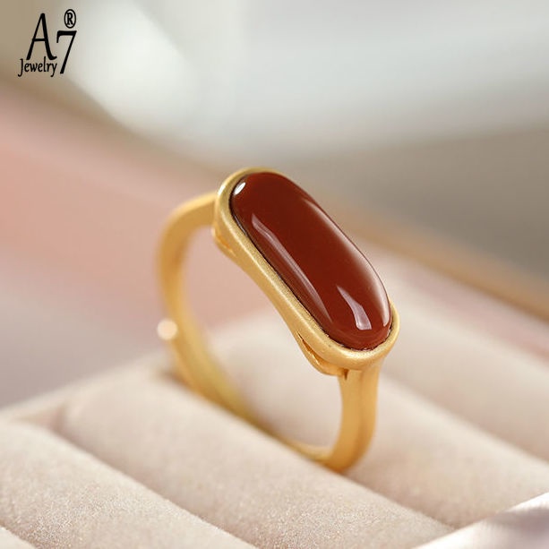 Nhẫn Mạ Bạc S925 Đính Đá Mã Não Đỏ Dễ Điều Chỉnh