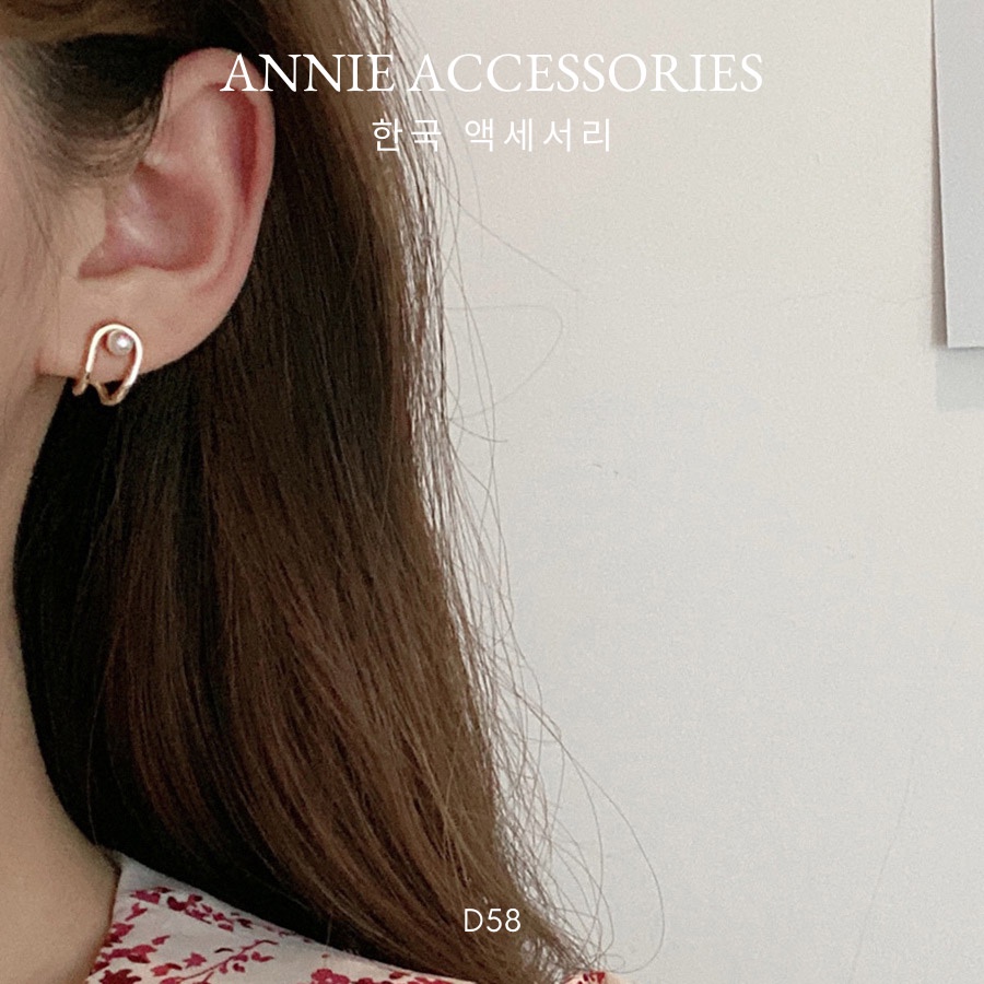 Bông tai mạ vàng phối ngọc trai nhân tạo phong cách đơn giản xinh xắn ANNIE - D58