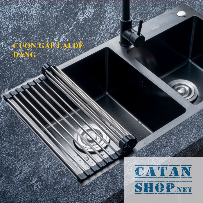 Vỉ, kệ inox thông minh gác bồn rửa chén xếp gọn, giá inox để chậu rửa bát đa năng  GD567-ViInoxXG