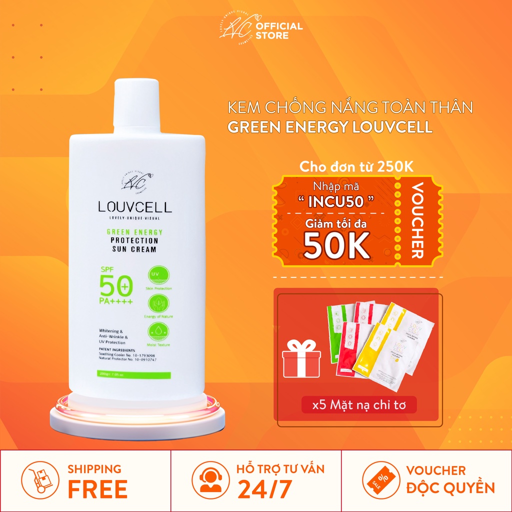 Kem chống nắng toàn thân SPF 50 Louv Cell Green Energy Protection Sun Cream 200 ml