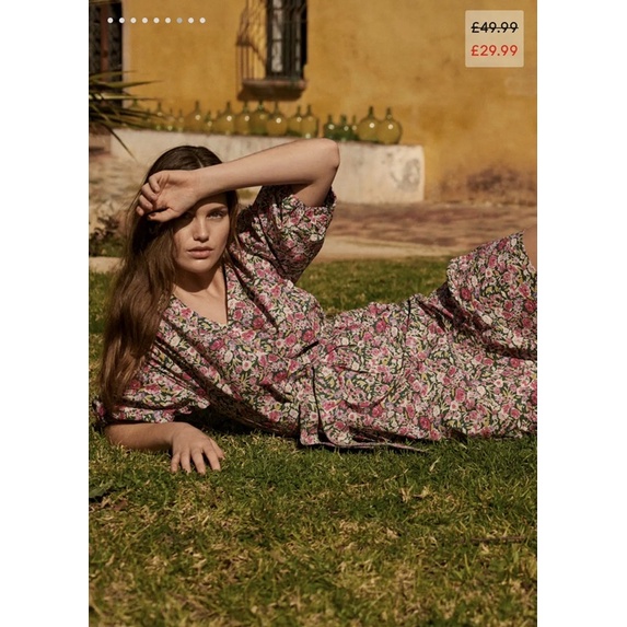 Váy hoa Mango auth midi