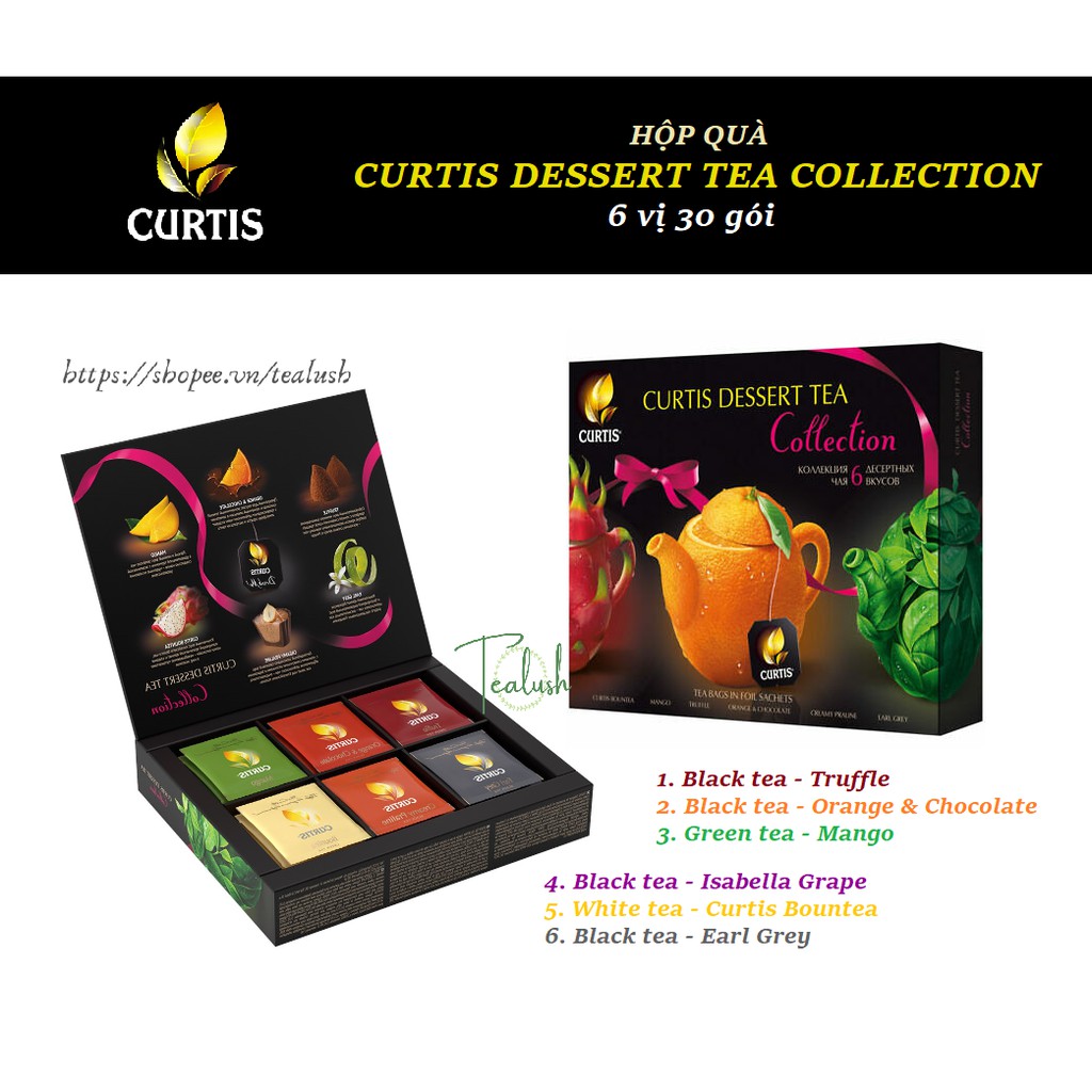 HỘP QUÀ HỘP TRÀ CURTIS COLLECTION 6 VỊ 30 GÓI