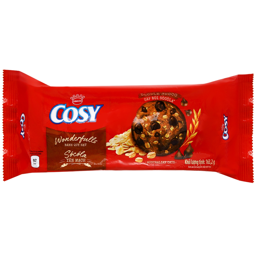 Bánh quy hạt socola yến mạch Cosy Double Choco gói 163.2g