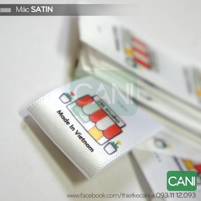 50c Mác satin in theo yêu cầu  Nhãn quần áo Nhãn mác vải CANI