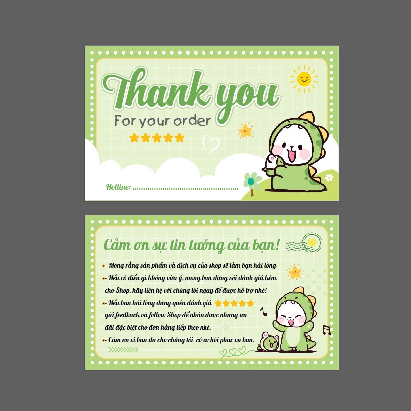 Combo 100 THẺ CẢM ƠN, Thiệp cám ơn, Thankyoucard cho shop bán hàng online bìa cứng cán màng  size 9x5.4cm