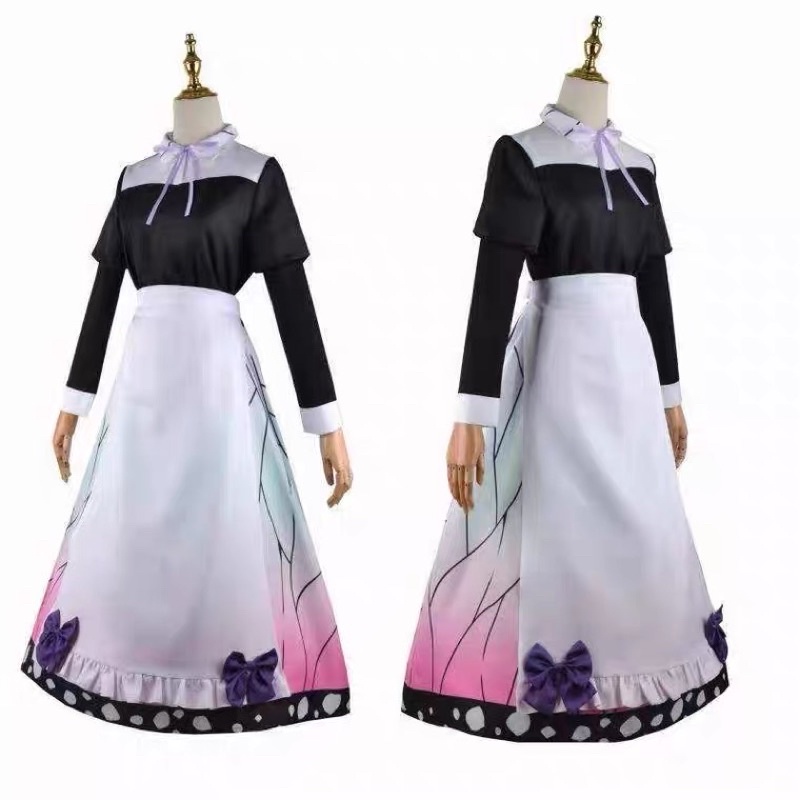 Set trang phục cosplay hoá trang maid hầu gái kimetsu no yaiba kny demon slayer shinobu tanjirou zenitsu inosuke