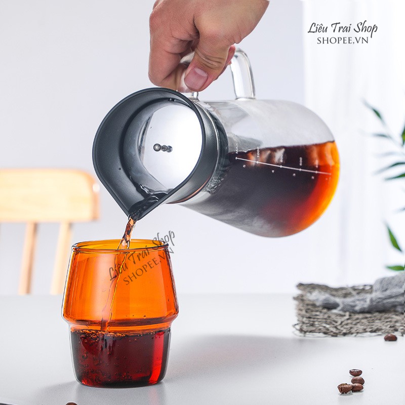 Bình coldbrew pha cà phê cold brew bình pha cafe lạnh bình pha trà bình nước thuỷ tinh nắp tự động