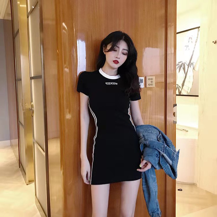 Đầm Nữ, Váy Nữ Ôm Body Dáng Ngắn Cộc Tay, Phong Cách Thể Thao Moda.H | BigBuy360 - bigbuy360.vn